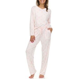 NWT Flora Nikrooz 2-Piece Pink Bows Pajama Set